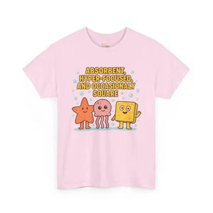 Absorbent Hyper-Focused & Occasionally Square - Heavy Cotton Tee - Unisex - Light Pink / S - T-Shirt