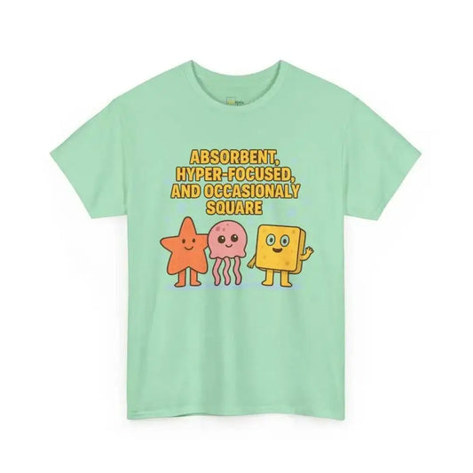 Absorbent Hyper-Focused & Occasionally Square - Heavy Cotton Tee - Unisex - Mint Green / S - T-Shirt