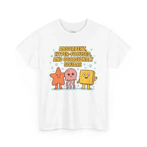 Absorbent Hyper-Focused & Occasionally Square - Heavy Cotton Tee - Unisex - White / S - T-Shirt