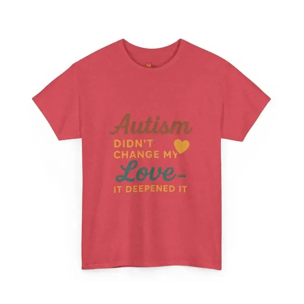 Autism Didn’t Change My Love It Deepened - Heavy Cotton Tee - Unisex - Heather Red / S - T-Shirt