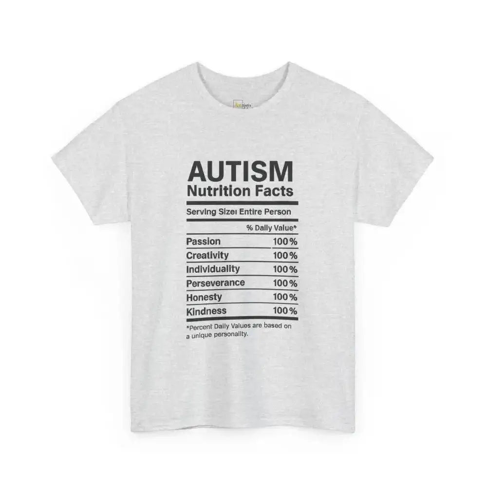 Autism Nutrition Facts - Heavy Cotton Tee - Unisex - Ash / S - T-Shirt