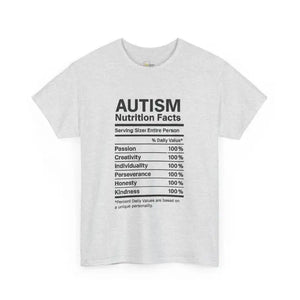 Autism Nutrition Facts - Heavy Cotton Tee - Unisex - Ash / S - T-Shirt