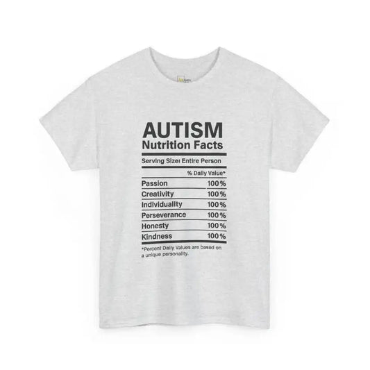 Autism Nutrition Facts - Heavy Cotton Tee - Unisex - Ash / S - T-Shirt