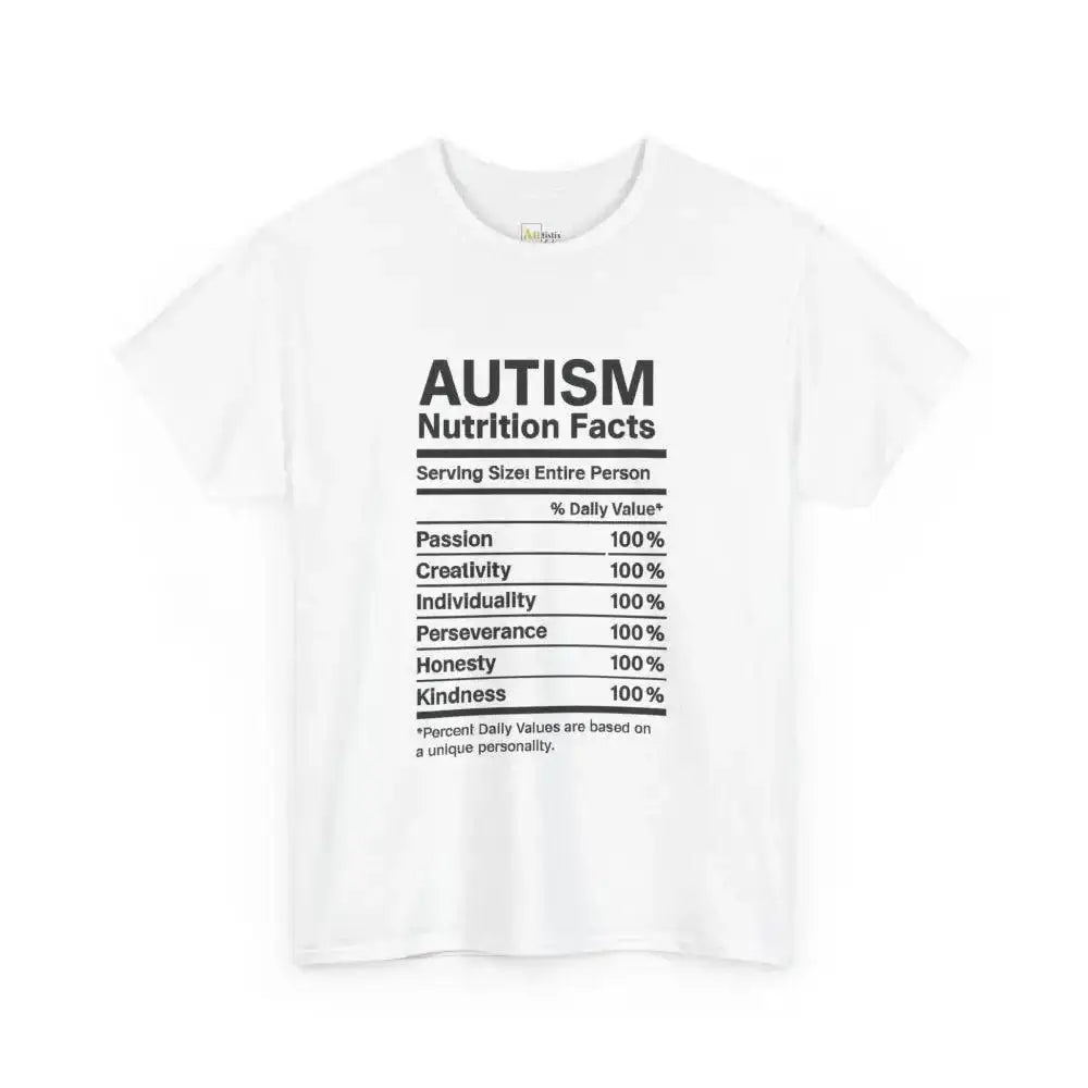 Autism Nutrition Facts - Heavy Cotton Tee - Unisex - White / L - T-Shirt