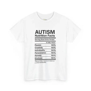 Autism Nutrition Facts - Heavy Cotton Tee - Unisex - White / L - T-Shirt