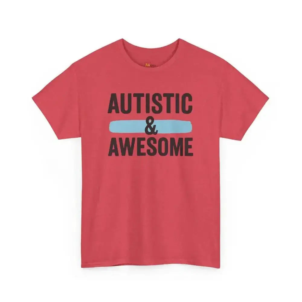 Autistic & Awesome - Heavy Cotton Tee - Unisex - Heather Red / S - T-Shirt