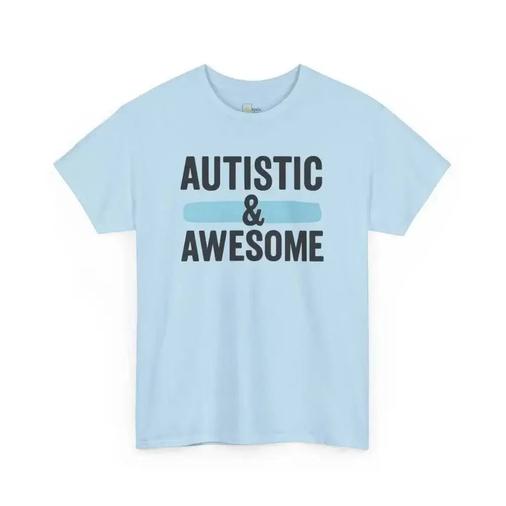 Autistic & Awesome - Heavy Cotton Tee - Unisex - Light Blue / S - T-Shirt