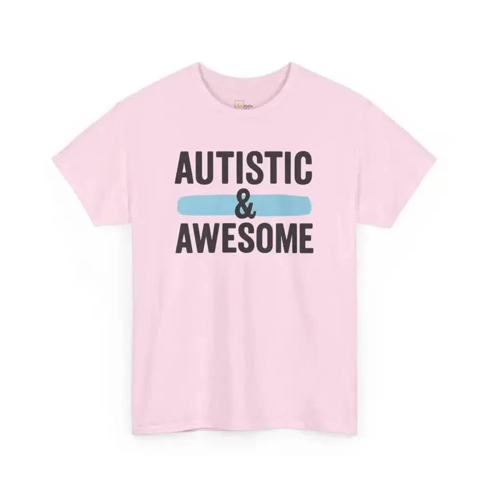 Autistic & Awesome - Heavy Cotton Tee - Unisex - Light Pink / S - T-Shirt