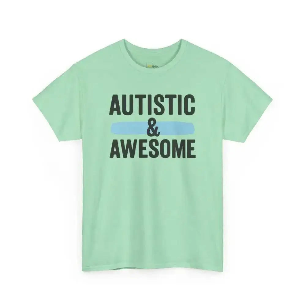 Autistic & Awesome - Heavy Cotton Tee - Unisex - Mint Green / S - T-Shirt