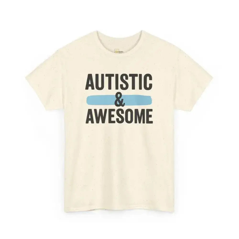 Autistic & Awesome - Heavy Cotton Tee - Unisex - Natural / S - T-Shirt