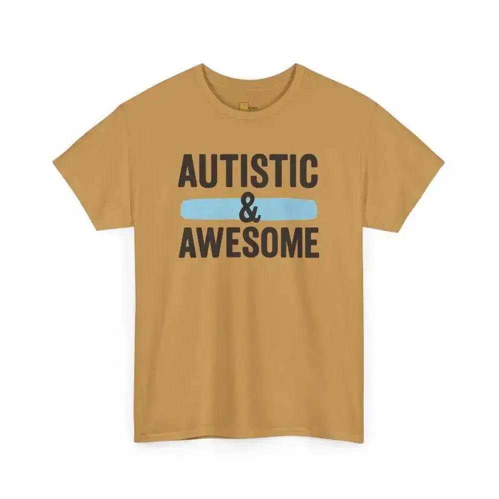 Autistic & Awesome - Heavy Cotton Tee - Unisex - Old Gold / S - T-Shirt