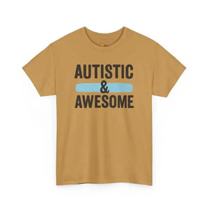 Autistic & Awesome - Heavy Cotton Tee - Unisex - Old Gold / S - T-Shirt