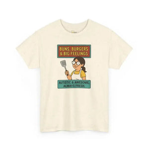 Buns Burgers & Big Feelings | Autism Acceptance - Heavy Cotton Tee - Unisex - Natural / S - T-Shirt