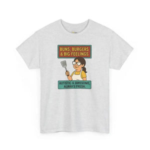 Buns Burgers & Big Feelings | Autism Acceptance - Heavy Cotton Tee - Unisex - Ash / S - T-Shirt