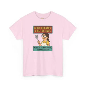 Buns Burgers & Big Feelings | Autism Acceptance - Heavy Cotton Tee - Unisex - Light Pink / S - T-Shirt