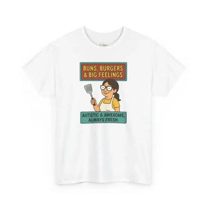 Buns Burgers & Big Feelings | Autism Acceptance - Heavy Cotton Tee - Unisex - White / S - T-Shirt