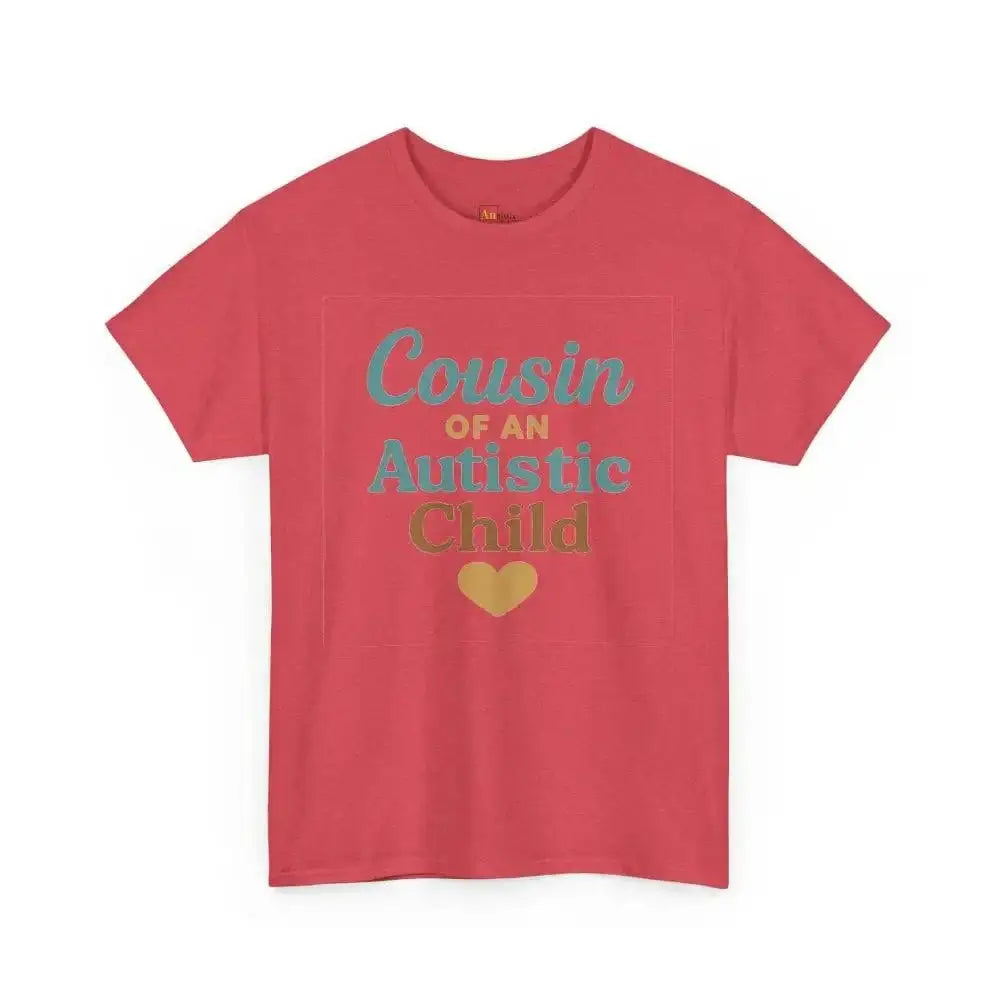 Cousin of an Autistic Child - Heavy Cotton Tee - Unisex - Heather Red / S - T-Shirt