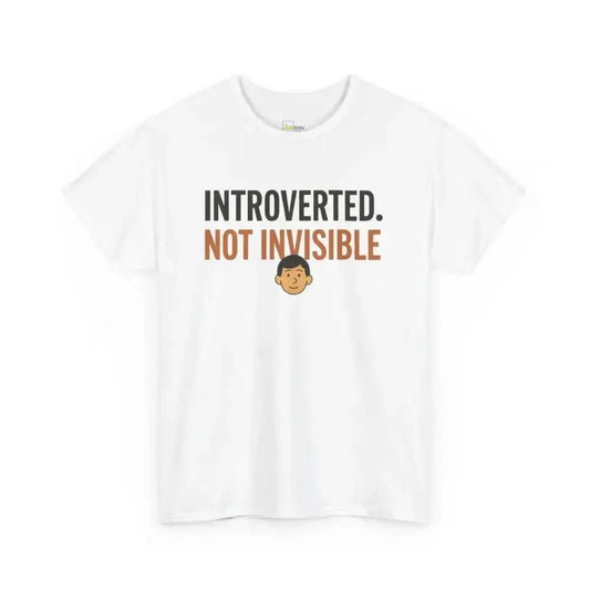 Introverted. Not Invisible - Heavy Cotton Tee - Unisex - White / S - T-Shirt