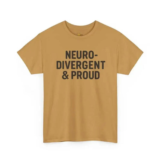 Neurodivergent & Proud - Heavy Cotton Tee - Unisex - Old Gold / S - T-Shirt