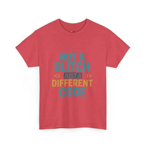 Not A Glitch Just Different Code - Heavy Cotton Tee - Unisex - Heather Red / S - T-Shirt