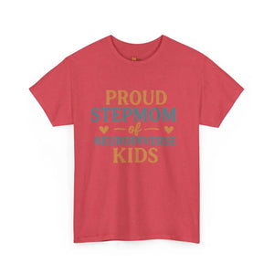 Proud Stepmom of Neurodiverse Kids - Heavy Cotton Tee - Unisex - Heather Red / S - T-Shirt