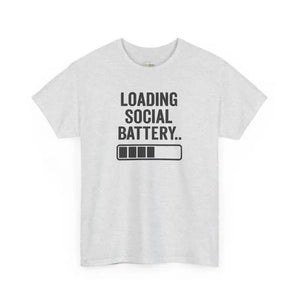 Social Battery - Heavy Cotton Tee - Unisex - Ash / S - T-Shirt