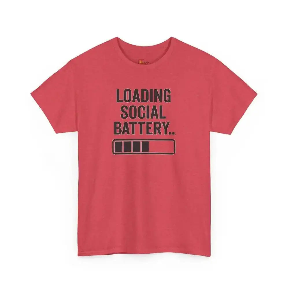 Social Battery - Heavy Cotton Tee - Unisex - Heather Red / S - T-Shirt
