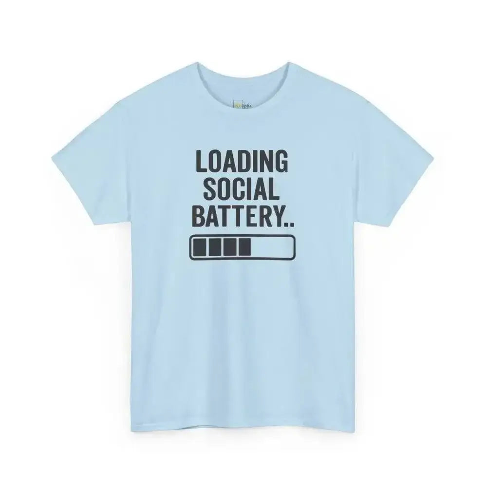 Social Battery - Heavy Cotton Tee - Unisex - Light Blue / S - T-Shirt