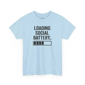 Social Battery - Heavy Cotton Tee - Unisex - Light Blue / S - T-Shirt