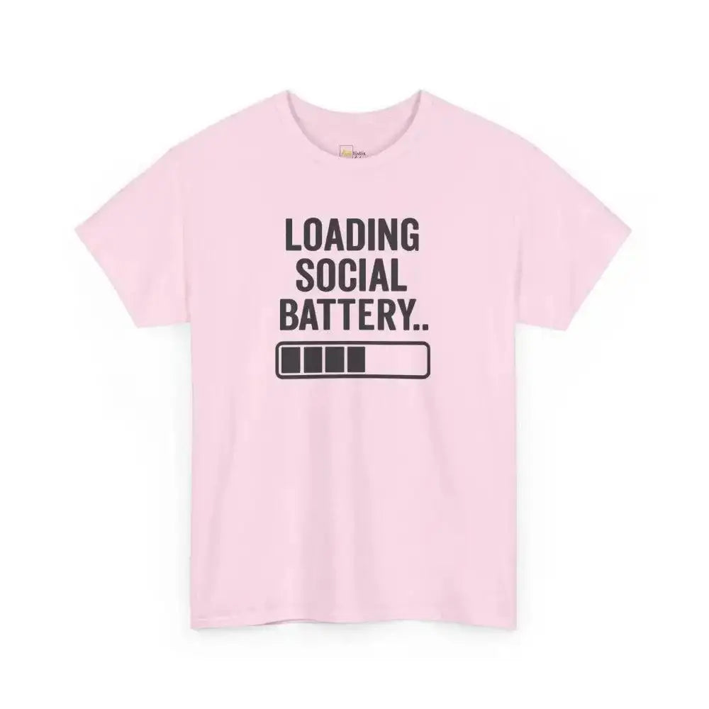 Social Battery - Heavy Cotton Tee - Unisex - Light Pink / S - T-Shirt
