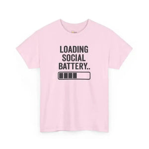 Social Battery - Heavy Cotton Tee - Unisex - Light Pink / S - T-Shirt