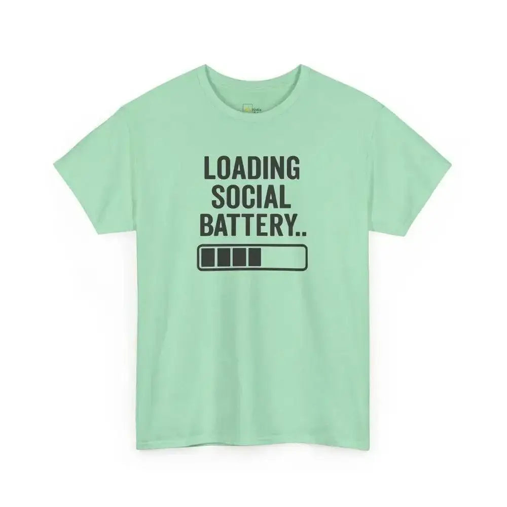 Social Battery - Heavy Cotton Tee - Unisex - Mint Green / S - T-Shirt