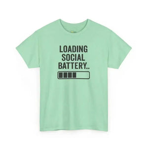 Social Battery - Heavy Cotton Tee - Unisex - Mint Green / S - T-Shirt