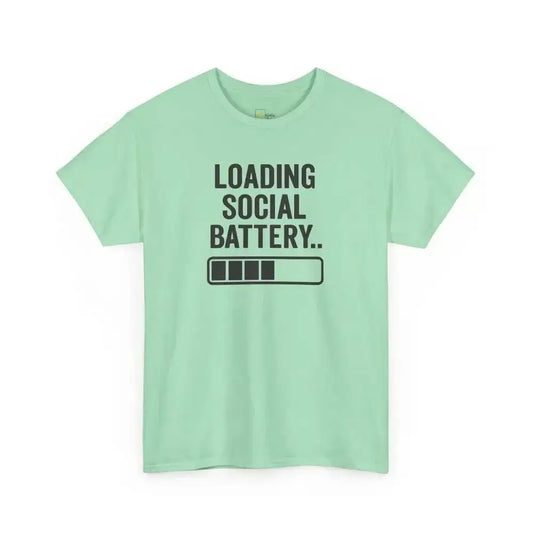 Social Battery - Heavy Cotton Tee - Unisex - Mint Green / S - T-Shirt