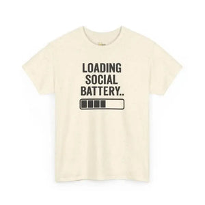 Social Battery - Heavy Cotton Tee - Unisex - Natural / S - T-Shirt