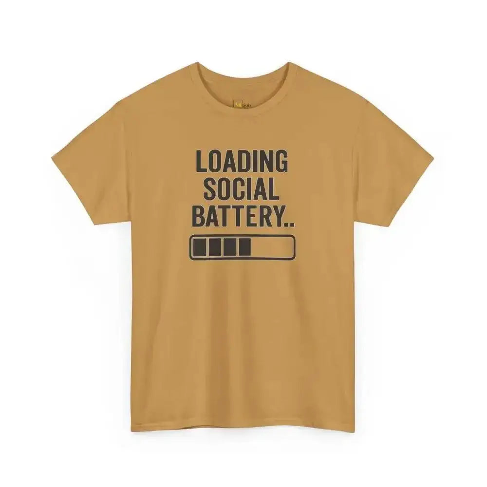 Social Battery - Heavy Cotton Tee - Unisex - Old Gold / S - T-Shirt