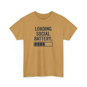 Social Battery - Heavy Cotton Tee - Unisex - Old Gold / S - T-Shirt