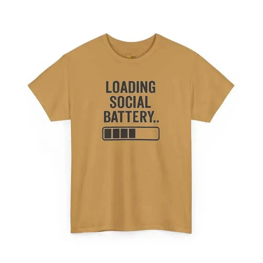 Social Battery - Heavy Cotton Tee - Unisex - Old Gold / S - T-Shirt