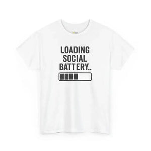 Social Battery - Heavy Cotton Tee - Unisex - White / S - T-Shirt