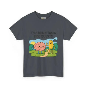 This Brain Takes Side Quests | Autism Acceptance - Heavy Cotton Tee - Unisex - Tweed / S - T-Shirt